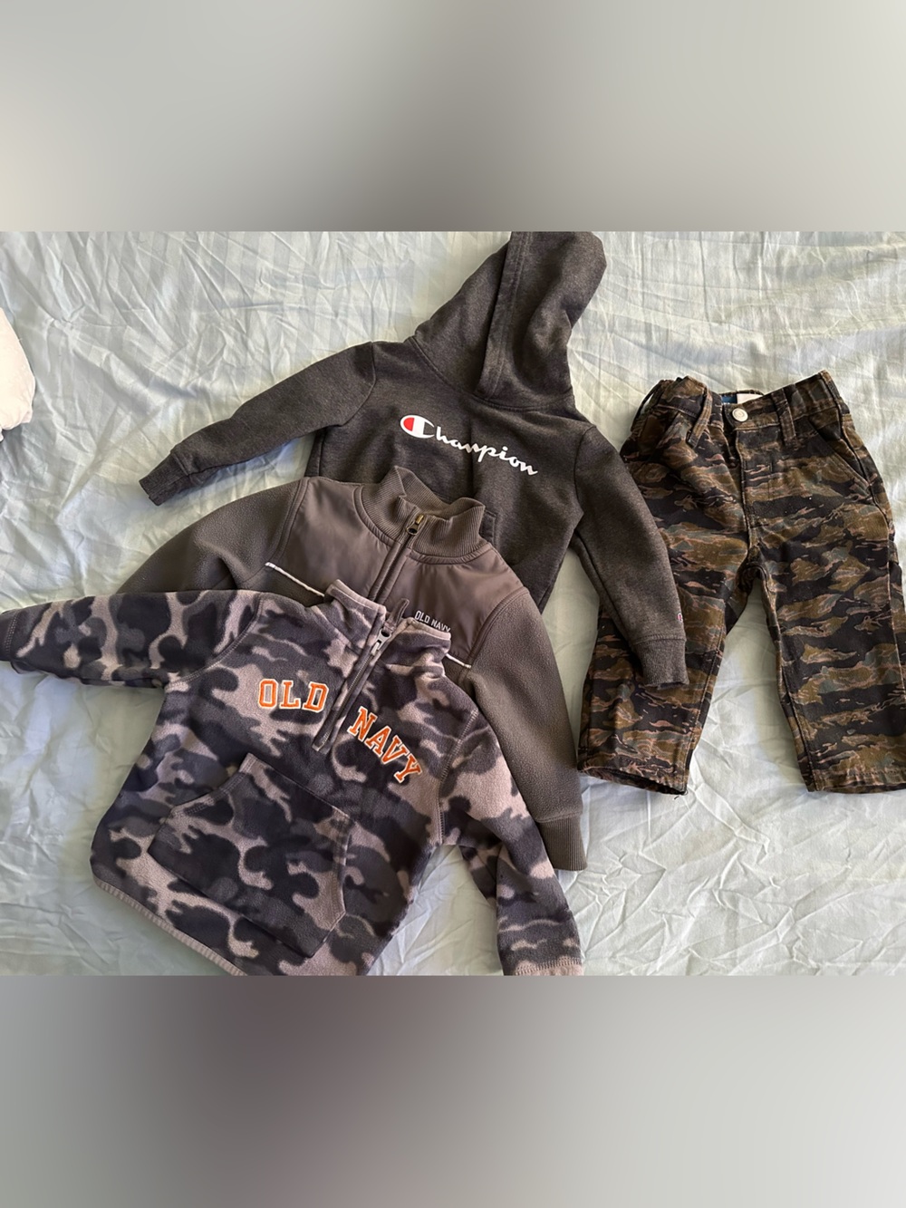 Old Navy Boys' Gray Camo pants and crewnecks